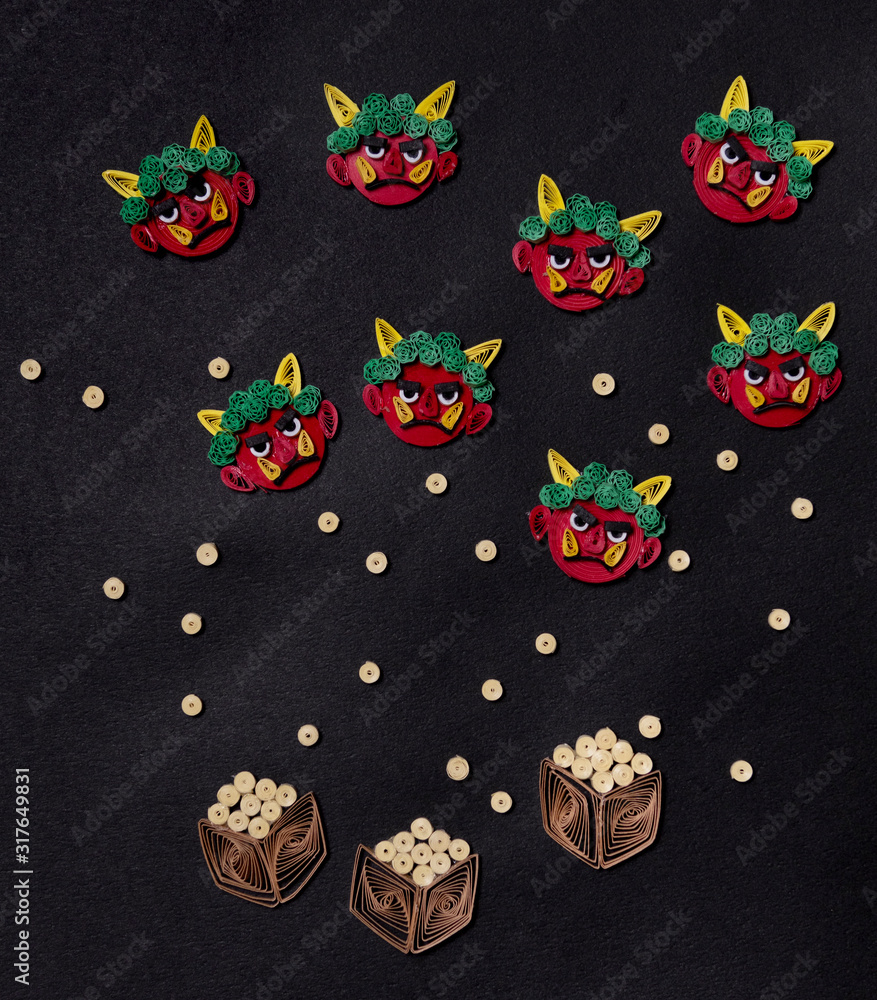 節分 鬼 豆まき ペーパークイリング Stock Photo Adobe Stock