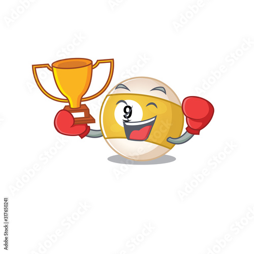 fantastic Boxing winner of billiard ball in mascot cartoon style