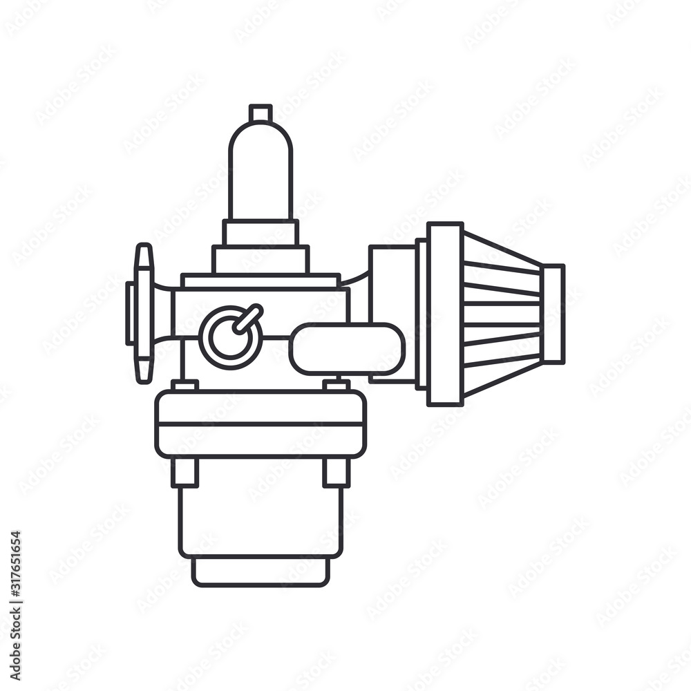 Line vector icon auto moto parts accessories carburetor. Repair service  equipment. Engine elements shop catalog. Vintage vehicle symbol. Motorcycle  mechanic. Transportation. Graphic element background Stock Vector | Adobe  Stock