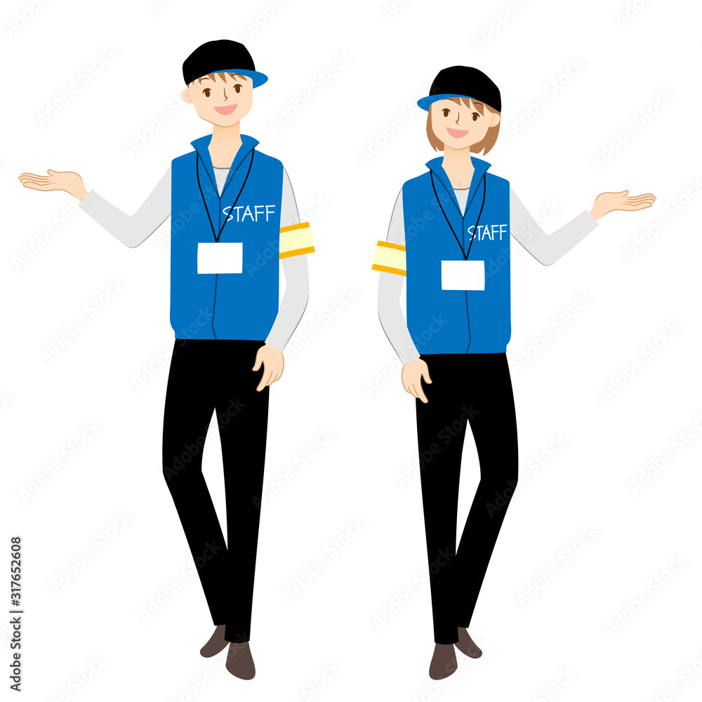 Illustration of man and woman of the event staff Illustration of man and woman of the event staff