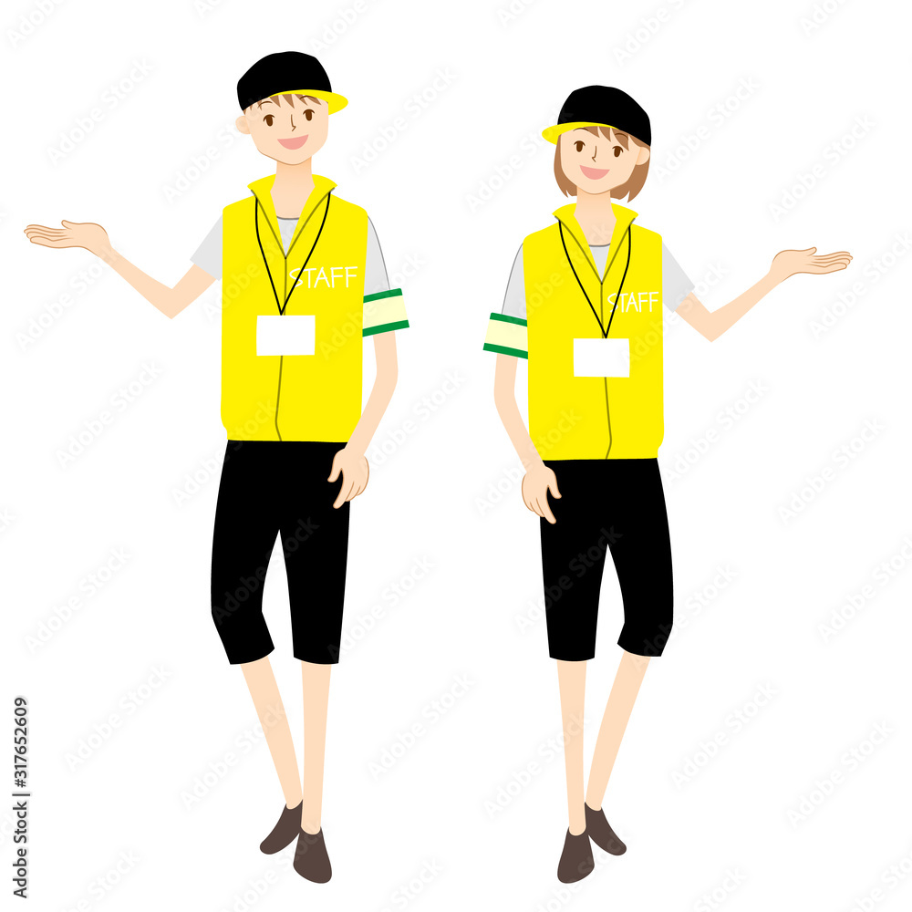 Illustration of man and woman of the event staff