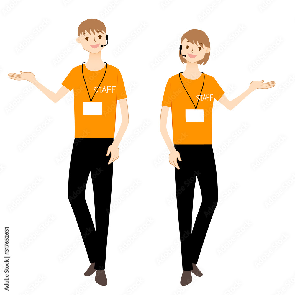 Illustration of man and woman of the event staff Illustration of man and woman of the event staff