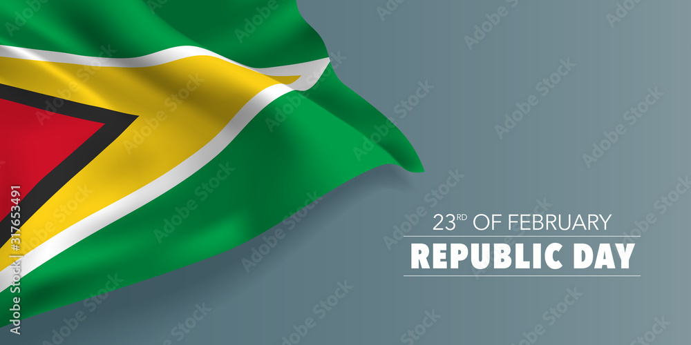 Fototapeta premium Guyana republic day greeting card, banner with template text vector illustration