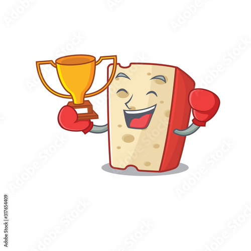 fantastic Boxing winner of dutch cheese in mascot cartoon style