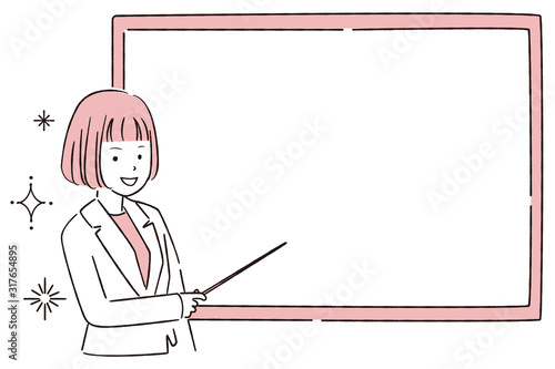 手描き1color  女性 おかっぱ　セミナー
