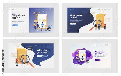 Partners meeting set. Business people signing contract. Flat vector illustrations. Agreement, legal expertise, partnership concept for banner, website design or landing web page