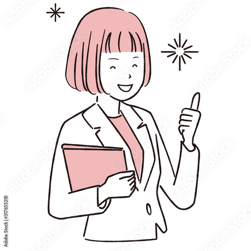 手描き1color  女性 おかっぱ いいね！