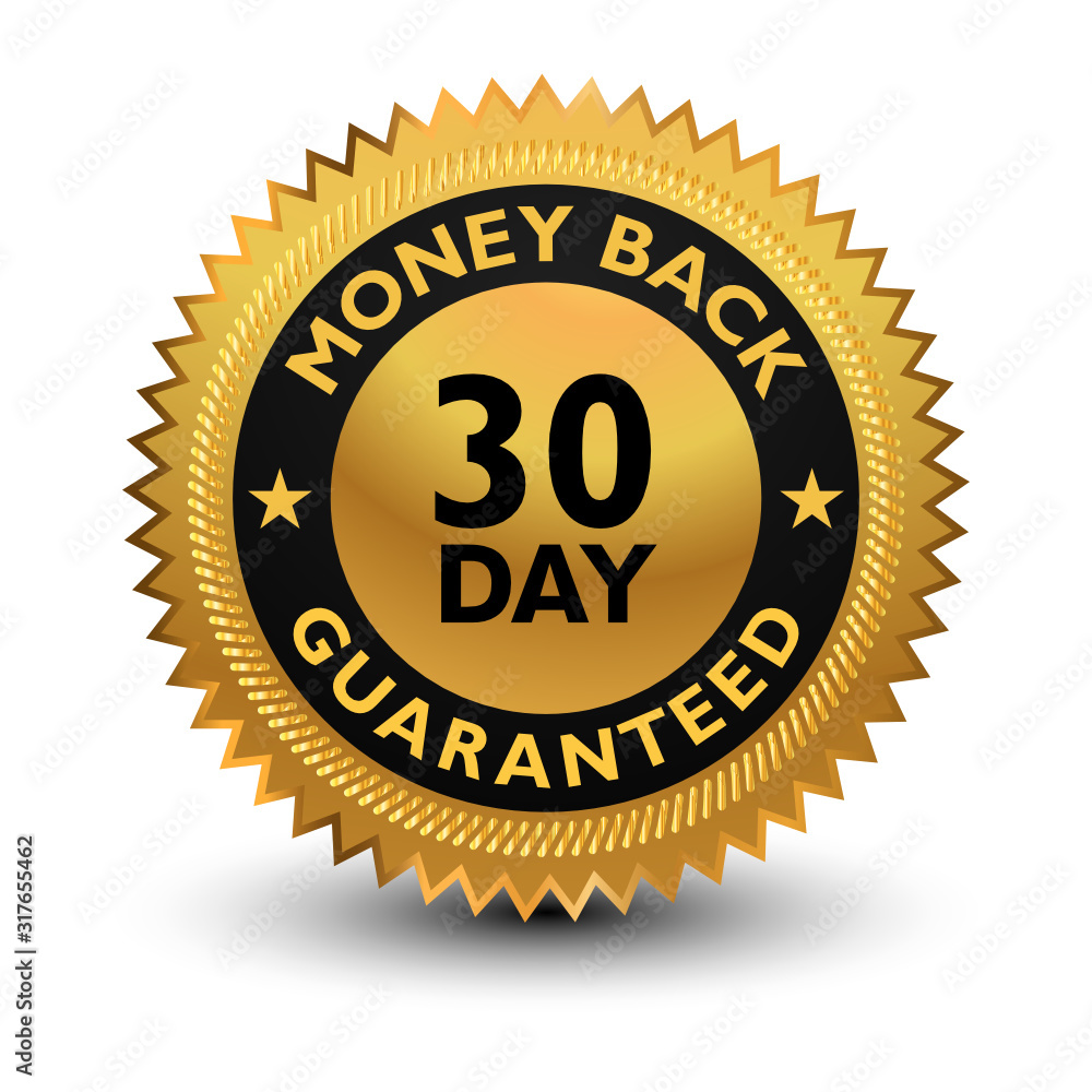 30 day money back guaranteed Badge - banner, sticker, tag, icon, stamp, label. 30 day money back guaranteed Badge - banner, sticker, tag, icon, stamp, label.