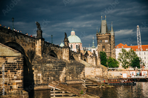 Old Town Tower in Prague on the Vltava River