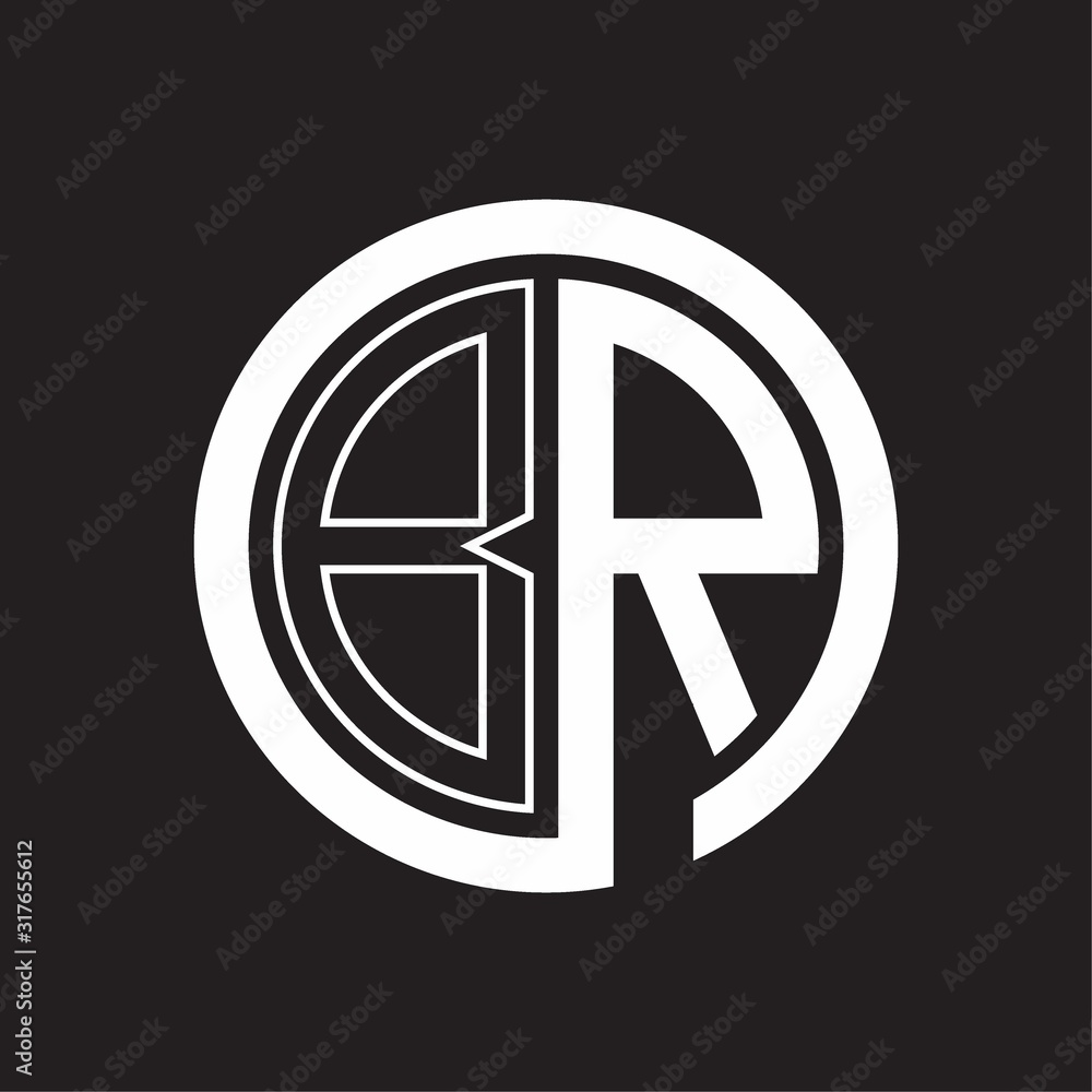 BR Logo with circle rounded negative space design template BR Logo with circle rounded negative space design template