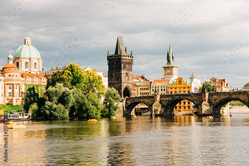 Old Town Tower in Prague on the Vltava River