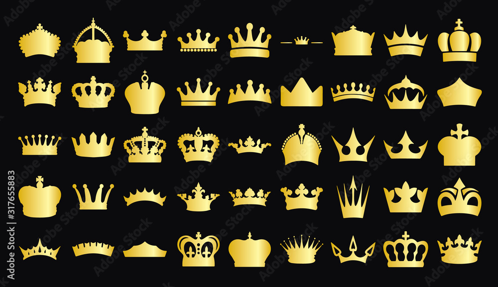 Illustration vector simple gold crown collection Stock Vector | Adobe Stock