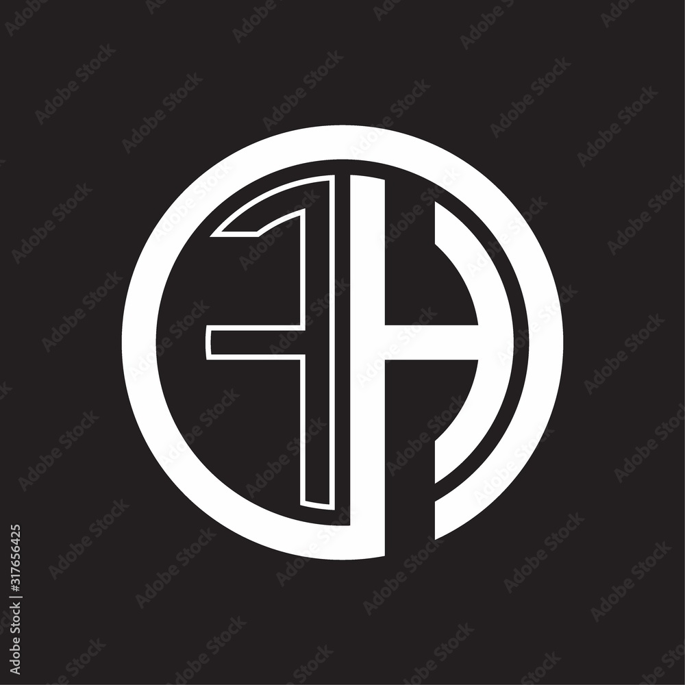 FH Logo with circle rounded negative space design template FH Logo with circle rounded negative space design template
