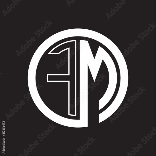 FM Logo with circle rounded negative space design template