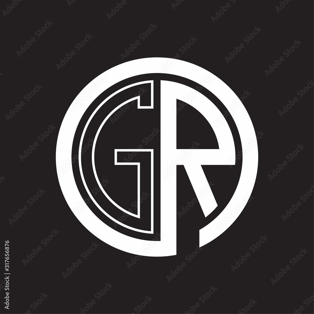 GR Logo with circle rounded negative space design template GR Logo with circle rounded negative space design template