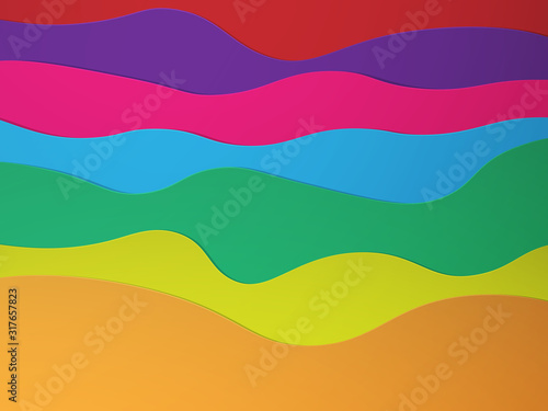 Waves of decorative colored paper cuts