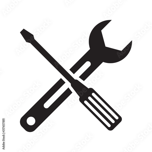 wrench, screwdriver icon vector symbol on white background