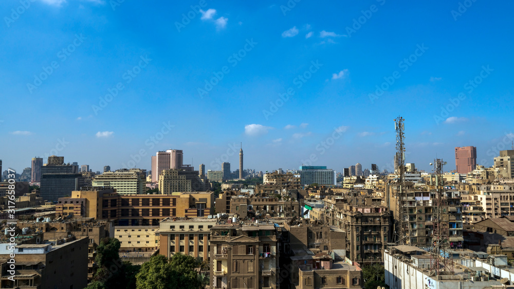 Cityscape of Cairo downtown on a sunny day