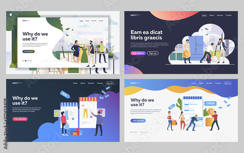 Set of musicians getting ready for performance. Flat vector illustrations of customers shopping online. Music performance, online shopping concept for banner, website design or landing web page