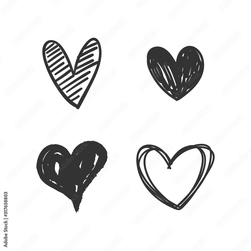 Hand drawn hearts. Valentine's day heart doodles. Love illustrations. Hand drawn hearts. Valentine's day heart doodles. Love illustrations.