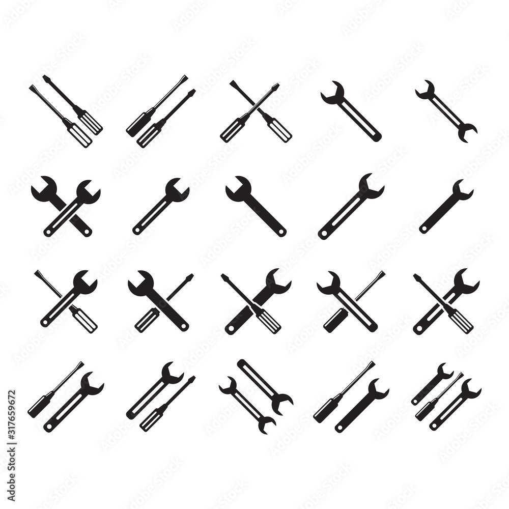 set of screws isolated on white background set of screws isolated on white background