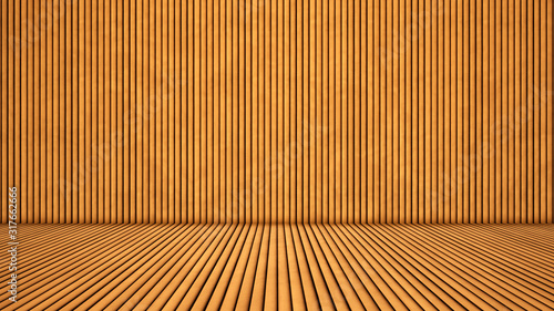 Concept or conceptual vintage or grungy brown background of natural wood or wooden old texture floor and wall as a retro pattern layout. A 3d illustration metaphor to time  material  emptiness   age