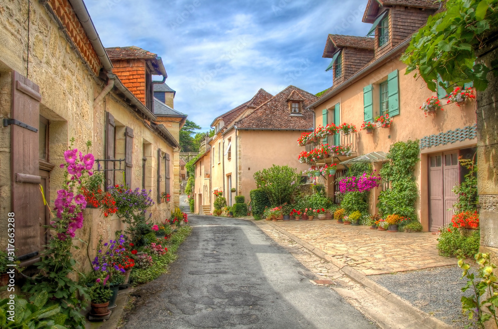 Quiet Street in Hautefort, Dordogne