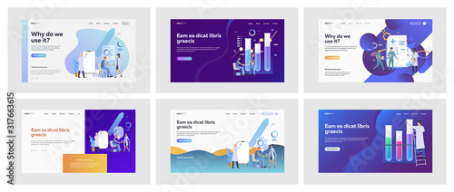 Set of doctors during work process. Flat vector illustrations of men and women in doctor uniform working in medicine. Medicine and profession concept for banner, website design or landing web page