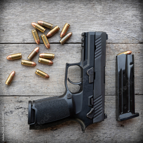 gun on wood