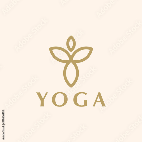 Abstract Yoga Logo template Linear Style. Health Spa Harmony Logotype concept.
