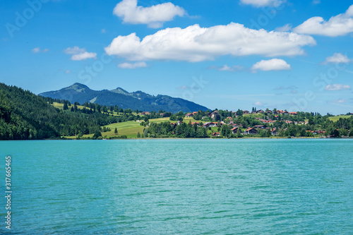 weissensee lake in the bavarian alps near fuessen, allgaeu, bavaria, germany © rudiernst