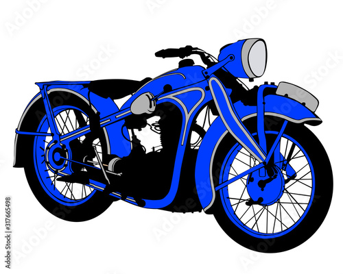 Retro sport motorcycle on white background