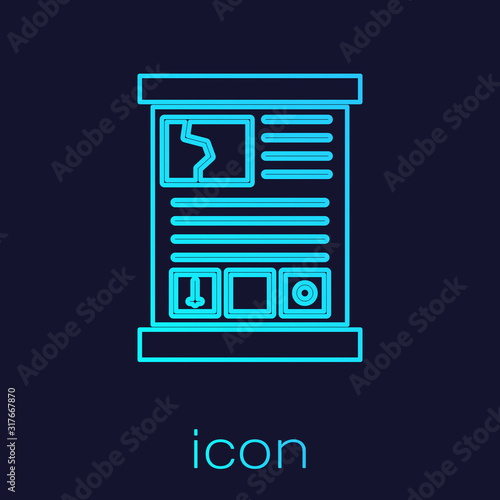 Turquoise line Game guide icon isolated on blue background. User manual, instruction, guidebook, handbook. Vector Illustration