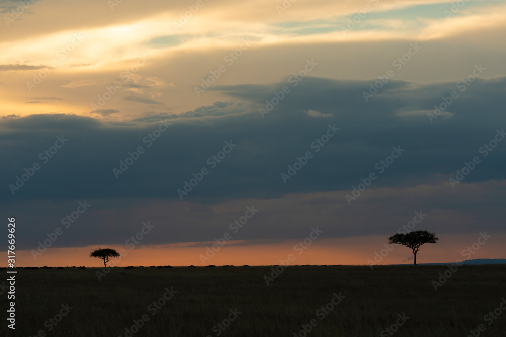 Beautiful Sunset at Masai Mara, Kenya, Africa