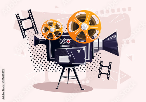 Vector illustration of a retro movie camera