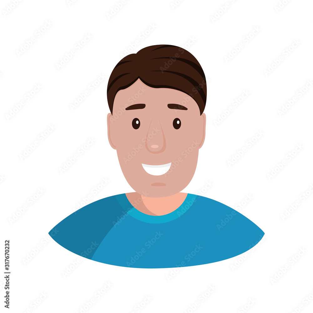 Man isolated on a white background portrait. Flat cartoon design, vector illustration Man isolated on a white background portrait. Flat cartoon design, vector illustration
