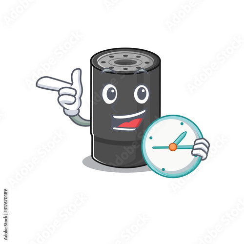 cartoon character style oil filter having clock