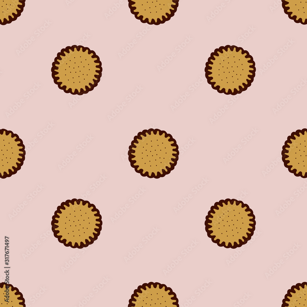 Fototapeta premium Seamless pattern with chocolate chip cookies. Vector illustration.