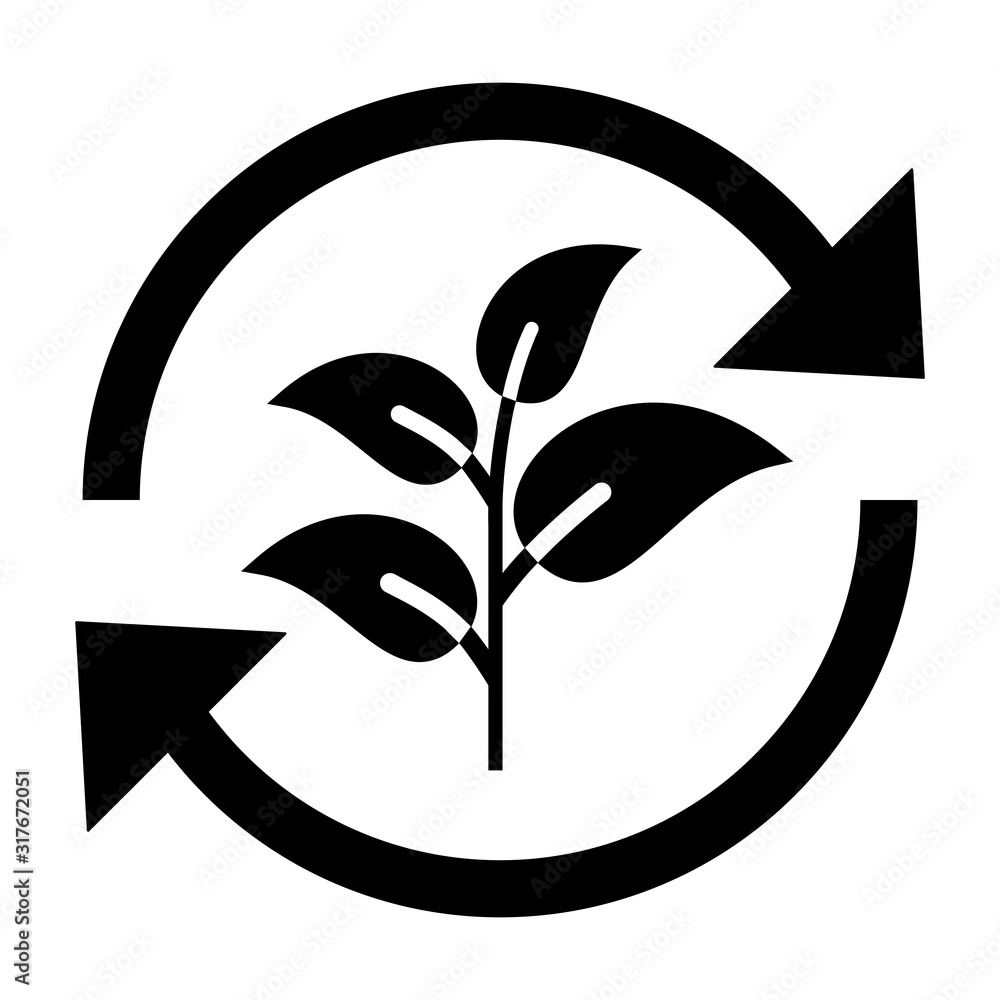 gz693 GrafikZeichnung - german: Pflanze, Sprosse mit Blättern, Umweltschutz, Nachhaltigkeit Symbol. english: plant, sprout with leaves, recycling, environmental protection, sustainability icon. g8961
