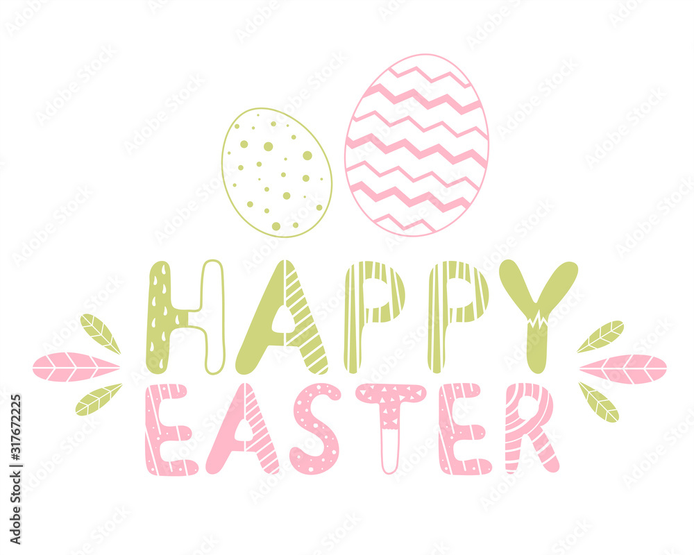 Obraz premium Easter cards in scandinavian style with lettering