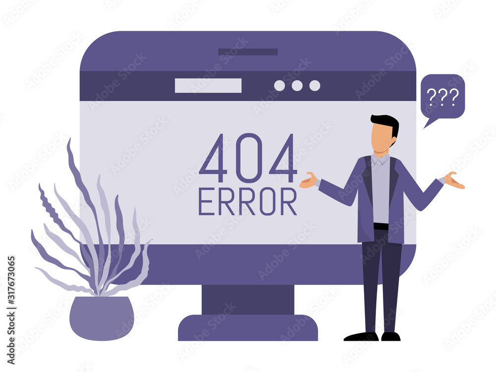 Error 404 pages site and man concept vector illustration. Man get an internet error 404. Page not found concept. Error 404 pages site and man concept vector illustration. Man get an internet error 404. Page not found concept.