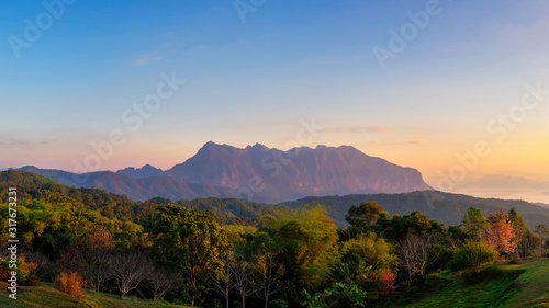 Beautiful Panoramic scenery in the morning Doi luang chiang dao with a sea of mist at Doi mae taman san pa kia chiang mai thailand.