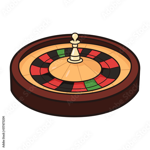 ルーレットのイラスト。ルーレットはカジノのゲームの一つ。