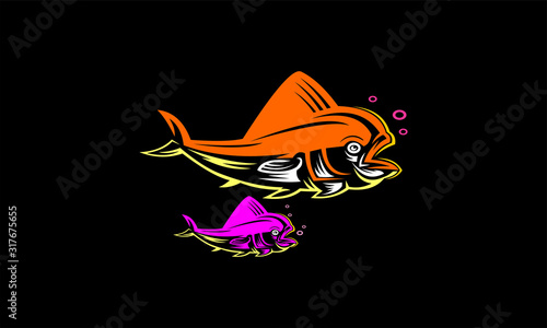 fishes mahi-mahi or lemadang logotype