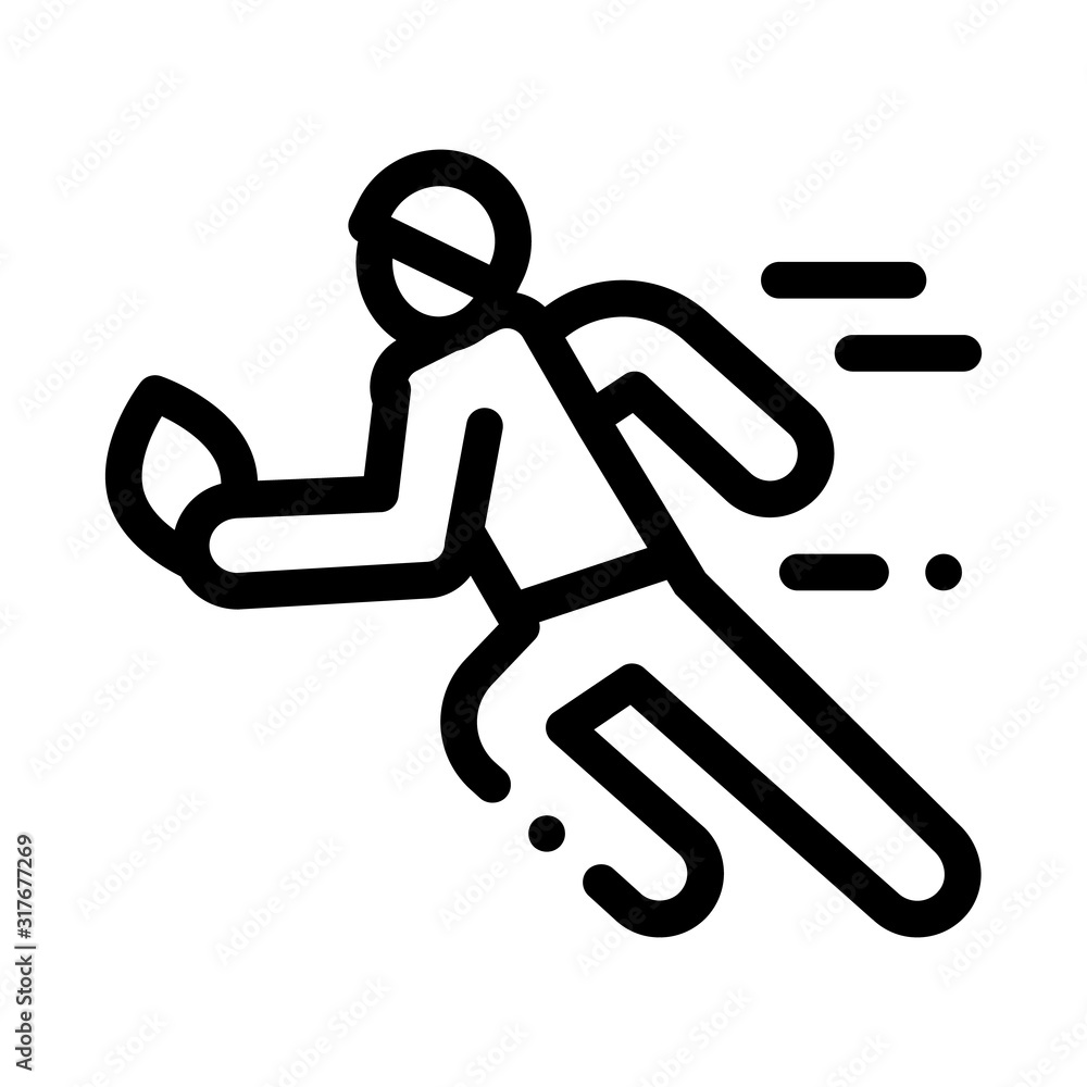 Rugby Player in Motion Icon Vector. Outline Rugby Player in Motion Sign. Isolated Contour Symbol Illustration Rugby Player in Motion Icon Vector. Outline Rugby Player in Motion Sign. Isolated Contour Symbol Illustration