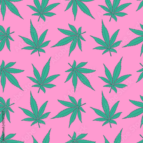 Vector pattern with cannabis leavs