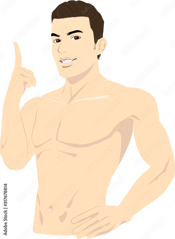 Fototapeta premium メンズエステ 指差し 笑顔02