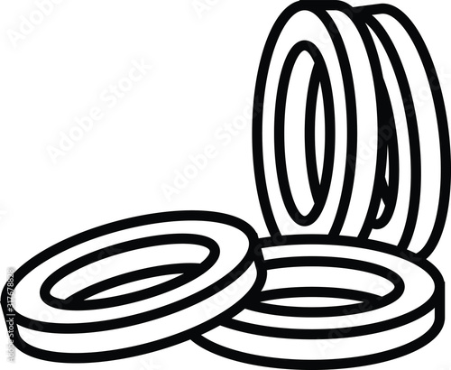 Rubber seal, vector line illustration