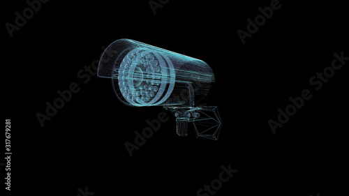 Security camera Hologram Wireframe. Nice 3D Render on a black background