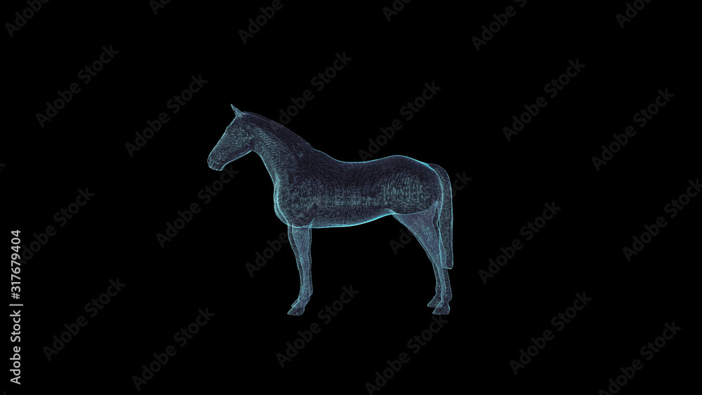 Fototapeta premium Horse Hologram Wireframe. Nice 3D Render on a black background